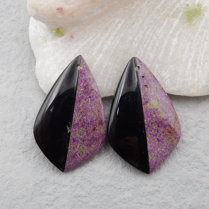 Natural Semi-Precious Stones African Purple Jasper Obsidian Intarsia Fashion Earring Bead Earring DIY Accessories For Woman