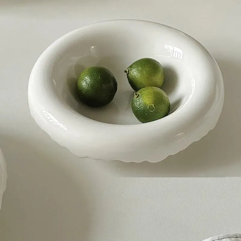 White Ceramic Sauce Dish Floral Heart Design Small Appetizer Plate for Tea Time Snacks and Condiments