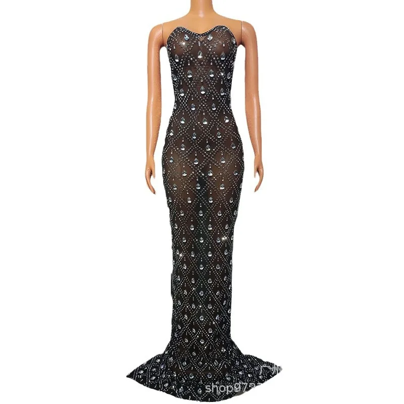 

2026tube Top Water Drop Diamond Evening Dance Modern Dance Performance Company Annual Meeting Car Show Model Performance Clothes