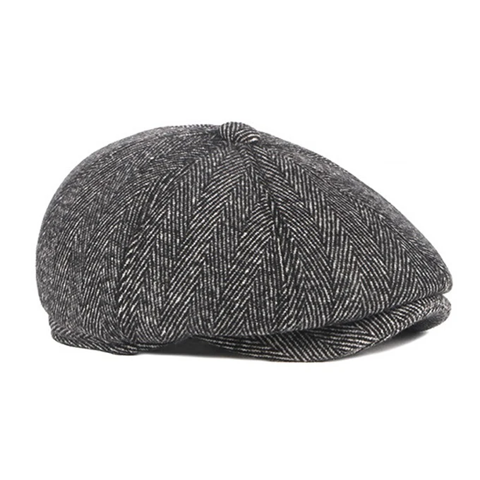 Cap Hat Thick Warm Men Beret Cap Male Vintage Wool Beret Hat Dad Grandfather Octagonal Newsboy Flat Cap