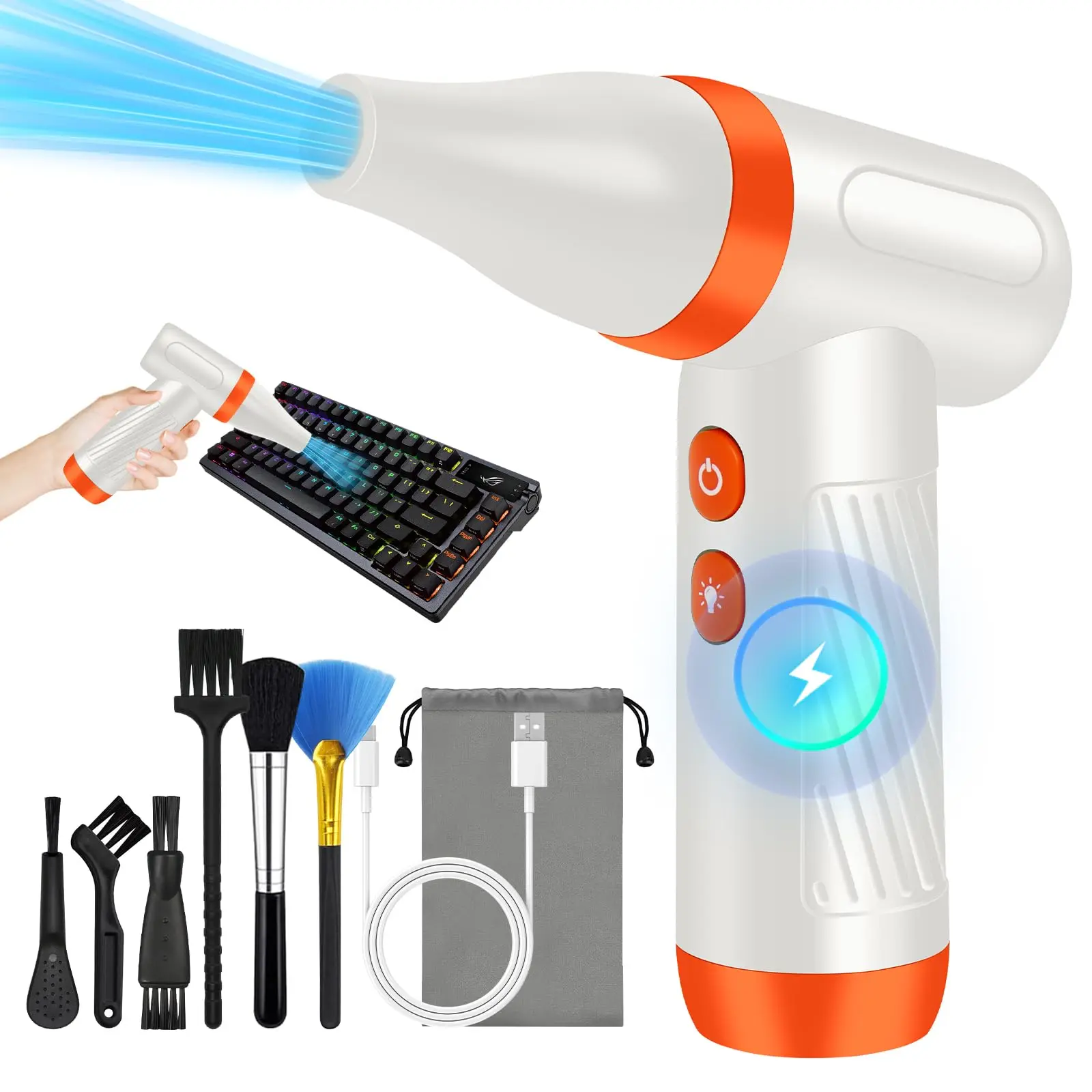 

130000RPM Portable USB Charging Mini Hair Dryer Suitable for Computers, Keyboards, Cars, Home & Outdoor Cleaning