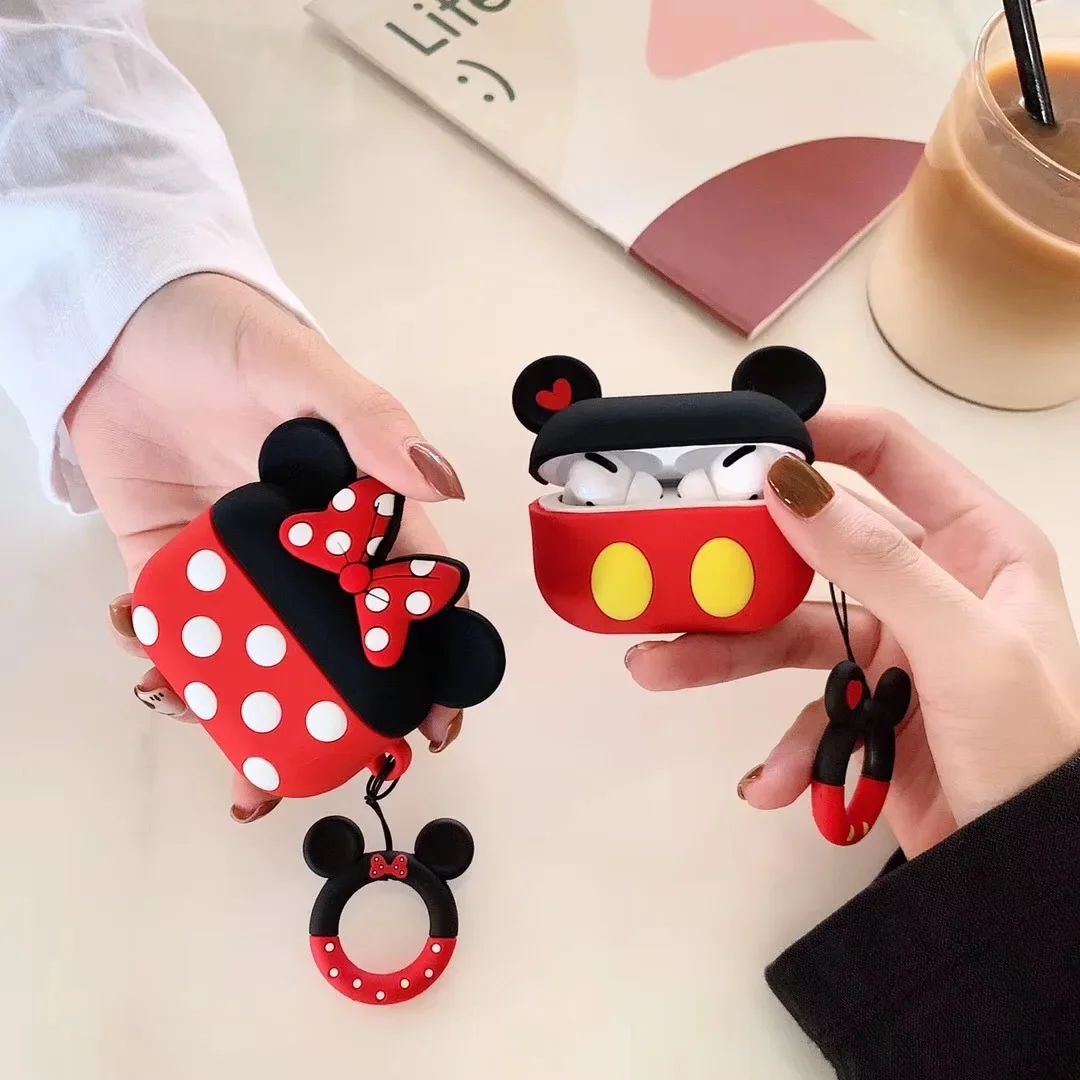 Polka Dot Minnie Mickey Airpods Pro 2 Bluetooth Earphone Case Compatible Silicone Soft Shell