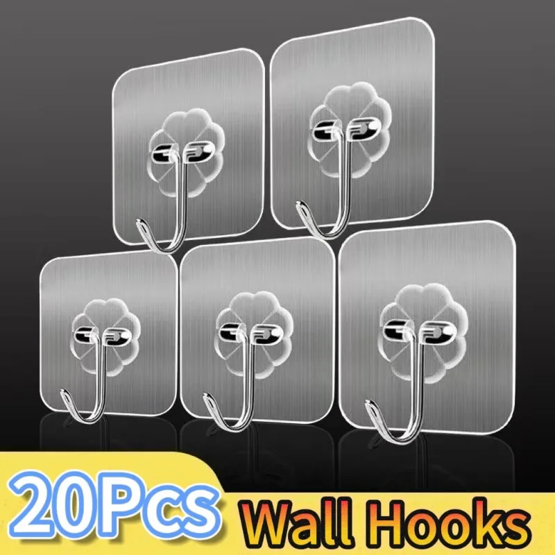 Ganchos autoadhesivos fuertes para puerta, colgadores de pared sin perforaciones, estante de carga pesada de succión para accesorios de cocina y baño, 1-20 piezas