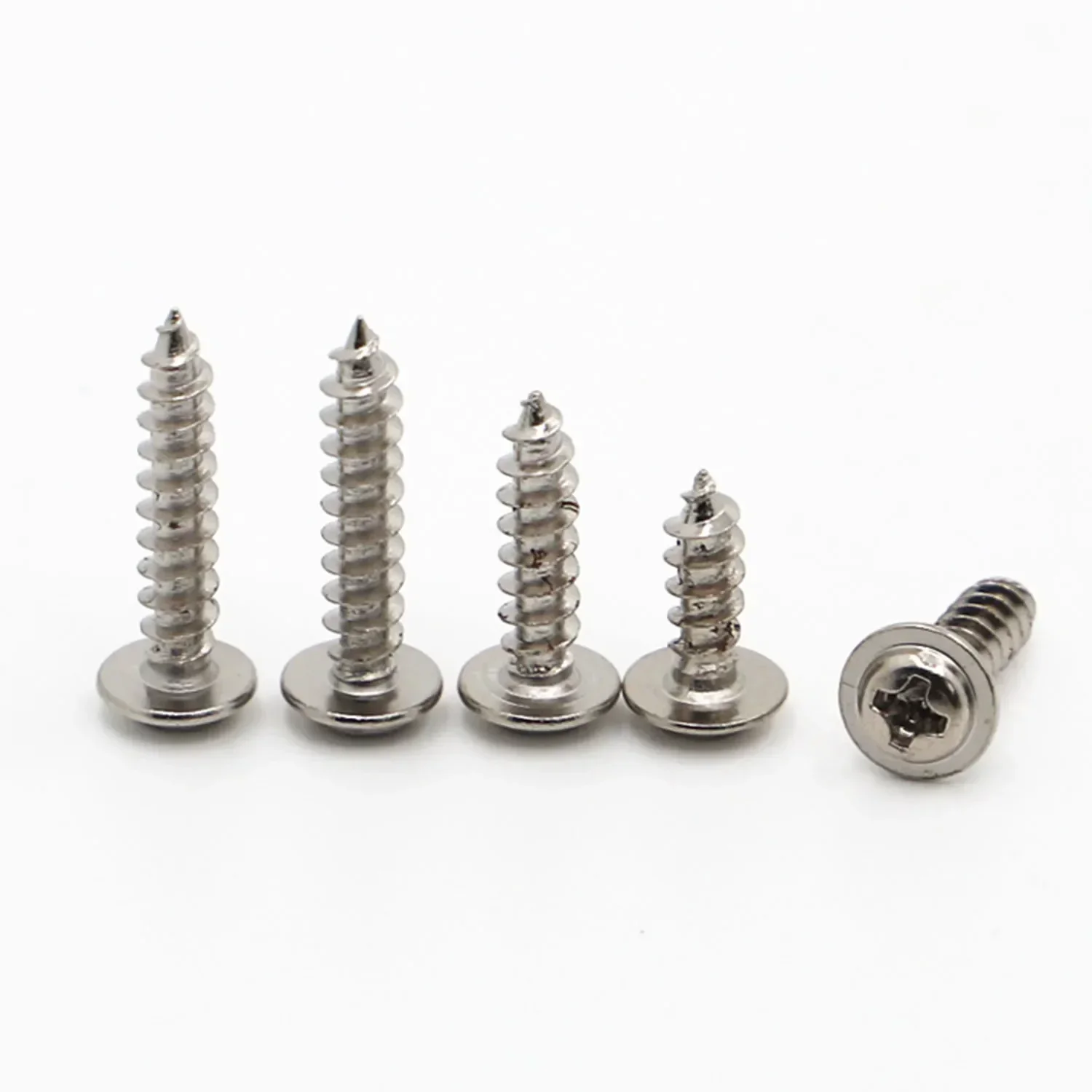 M1.2 M1.4 M1.7 M2 M2.3 M2.6 M3 M3.5 M4 PWA Nickel Steel Cross Round Head Self Tapping Screw With Pad Pan Head Tapping Screws