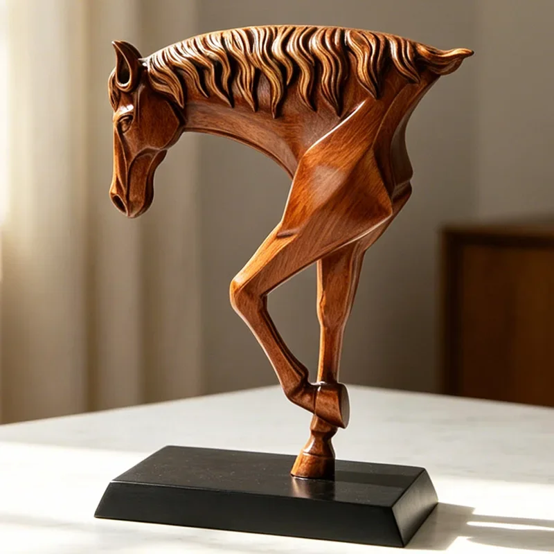 Half-Body Horse Sculpture Resin Hand-painted Figurine Nordic Living Room TV Cabinet Abstract Desktop Statue Luxury Art Ornaments