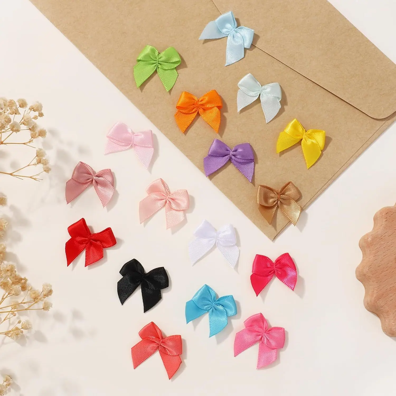 100 Stück/Lot Mini-Satinband-Schleifen Bunte Polyesterband-Schleifen für DIY-Nähprojekte Hochzeitsdekoration Haarnadel Kleidungszubehör – Detail 4