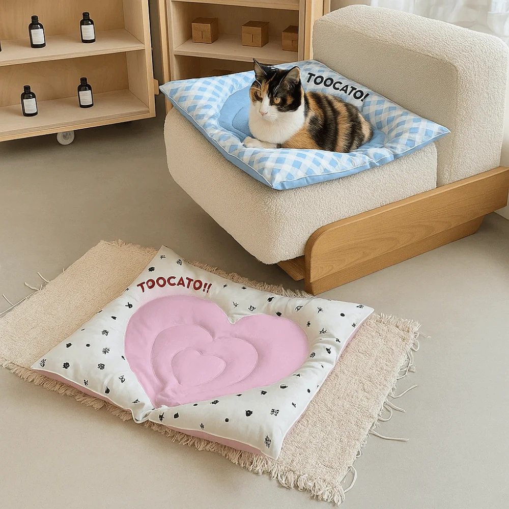 

Pet Bed Square Pet Ice Mat Heat-Resistant Waterproof Cooling Cat Mat Breathable Anti-Slip Base Dog Ice Nest Summer