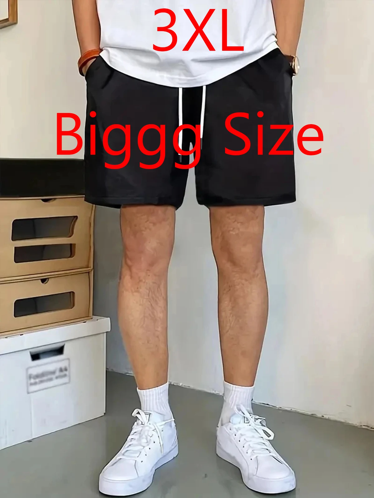 

2026 Solid Oversized Summer Solid Shorts Men Elastic Waist Minimalist Charm Outwear Casual Beach Gym Chubby Shorts Men 50 52