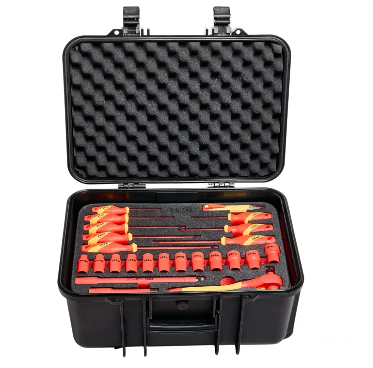 Descuento promocional herramienta de taller profesional 1000V VDE 50pc VDE maleta con ruedas para herramientas aislada