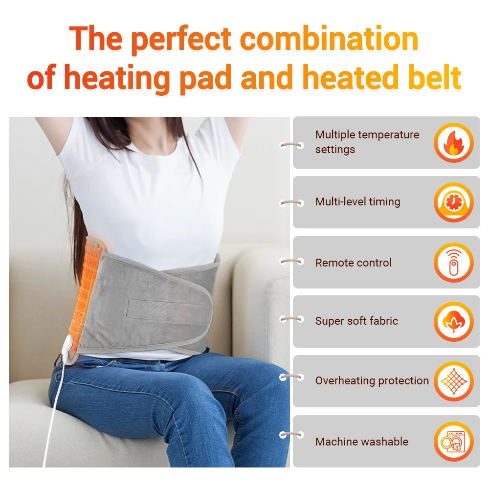 

Multi Functional 9-level Temperature Control, 4-speed Timed Belt Heating Pad, Household Leg and Hand Warmers, Winter 125cm
