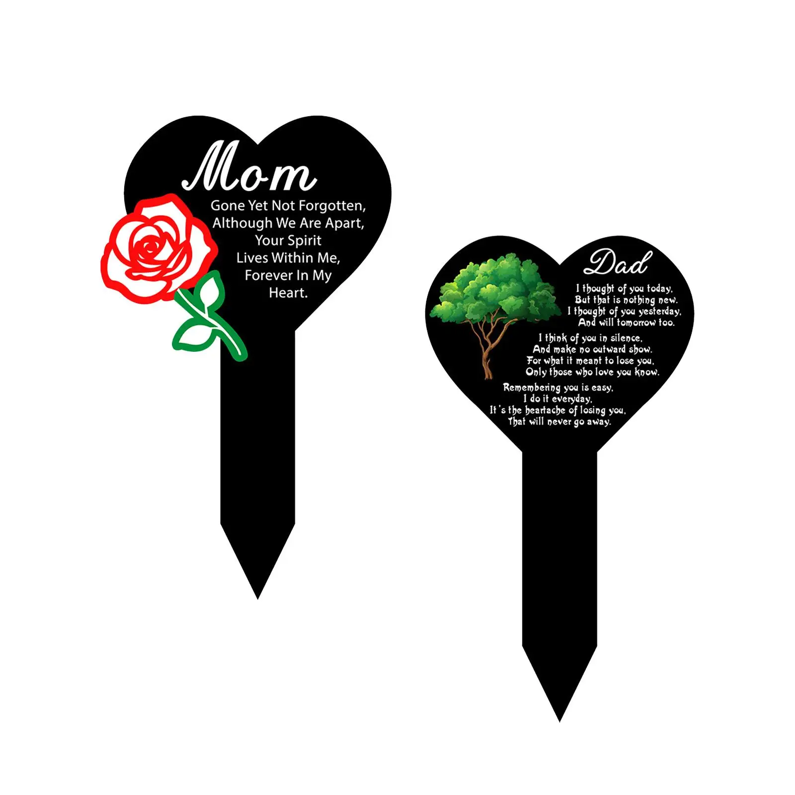 

Heart Memorial Remembrance Plaque Stake Yard Lawn Cemetery Grave Sign Marker