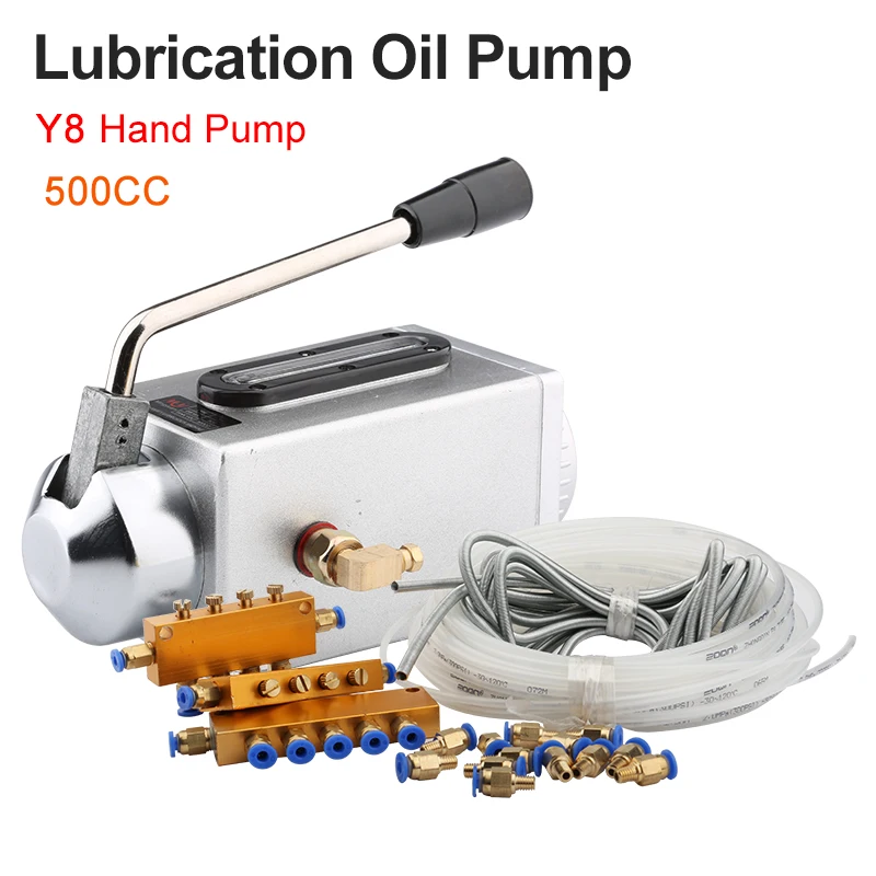 

Y-8 Manual Lubricating Oil Pump 500CC Single 4mm 6mm Outlet Oiler CNC Milling Machine Punching Oil Pump Pressure Pump