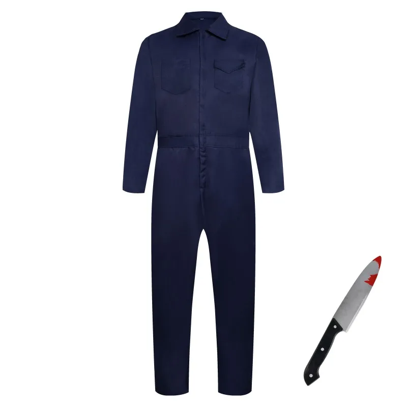 КосплейHorror Movies Хэллоуин MichaelMyers Films Костюм Косплей Хэллоуин Combinaisons Bleu Foncé Vêtements De Travail Accesso
