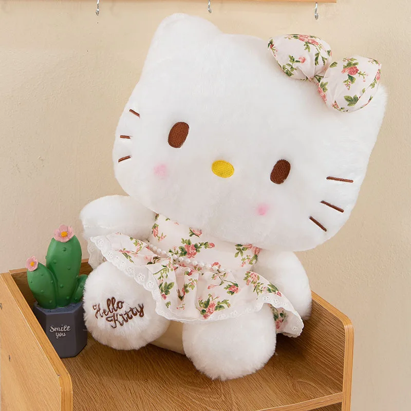 

32-50CM Cute Hello Kitty Plush Toys Flower Shirt Kawaii Throw Pillow Doll Stuffed Animal Children Plushies Deco Birthday Gift