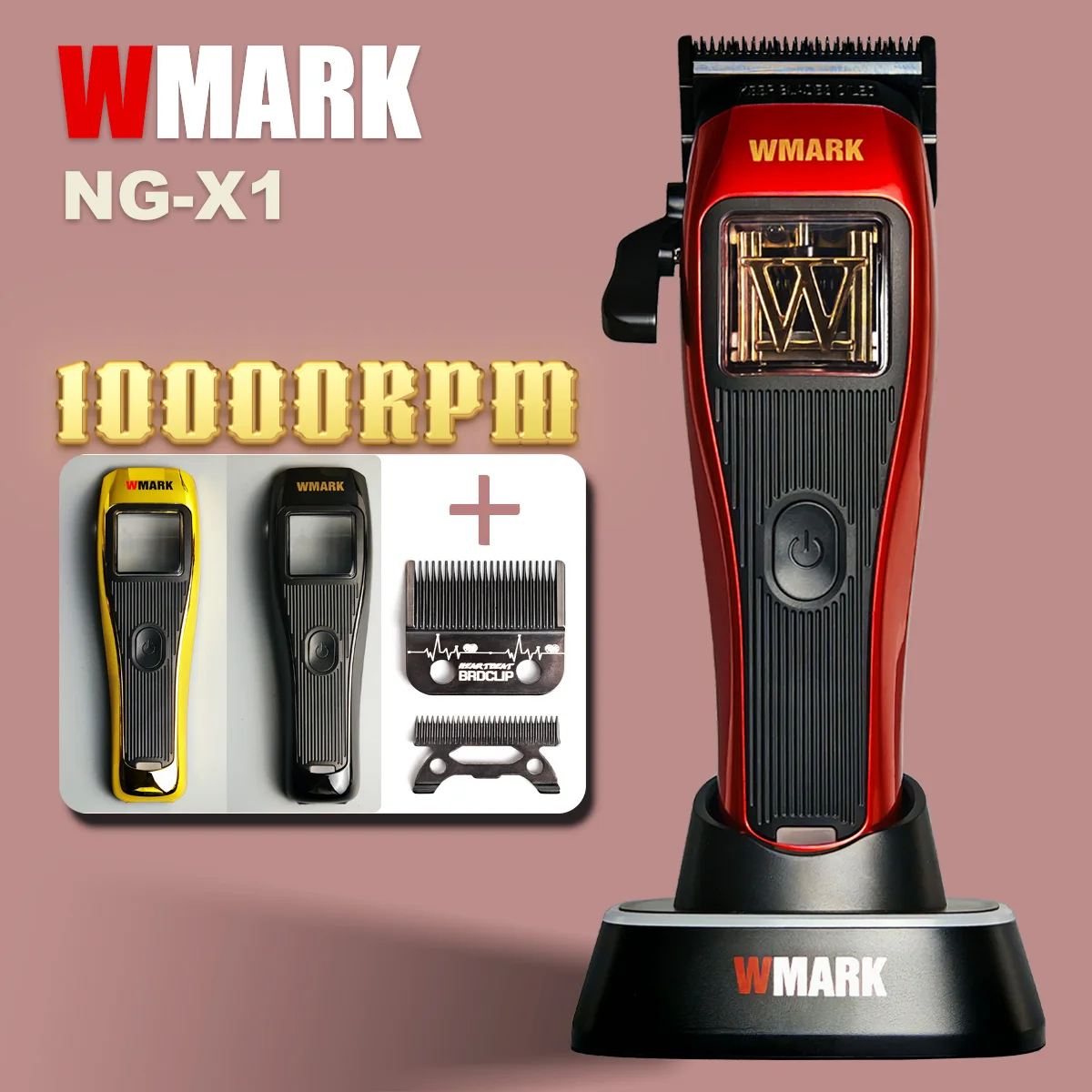 المهنية WMARK NG-X1 مقص الشعر المتقلب 10000 دورة في الدقيقة سرعات 5 تعديل رافعة الكهربائية DLC شفرة آلة قاعدة شحن الحلاق