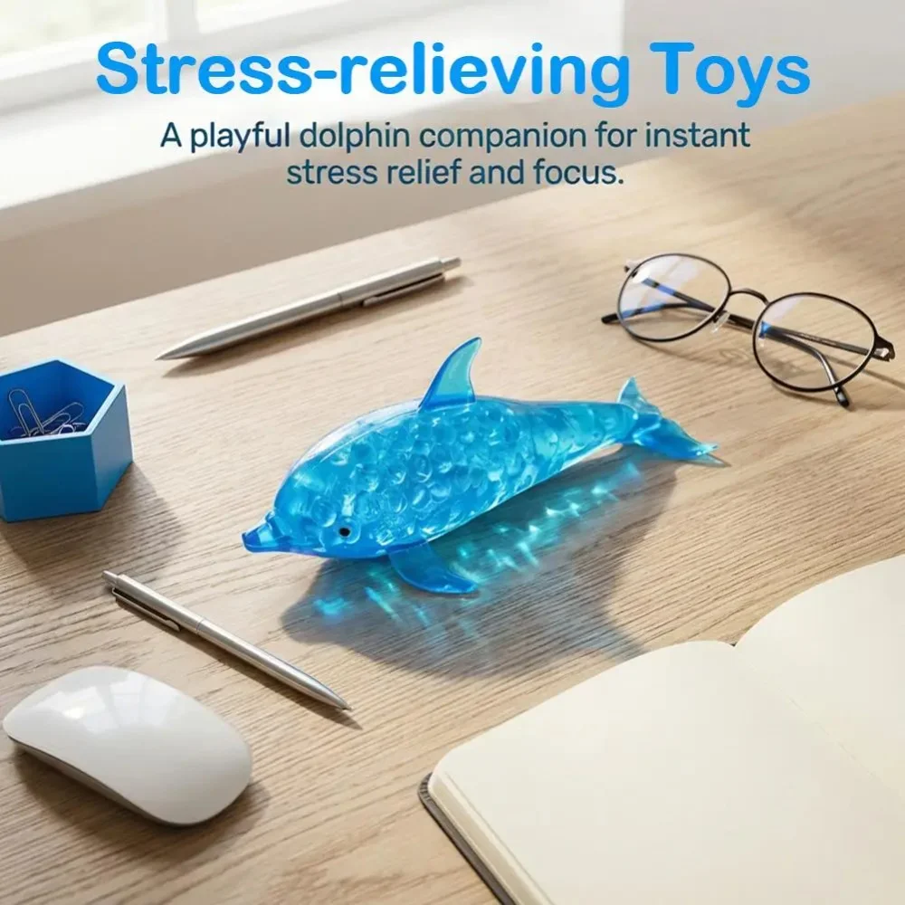 Squishy Shark Dolphin Stress Ball Stretchy Squeeze Toy Soft Sensory Fidget Toy for Kids Adults Anxiety Relief Desk Decor Gift