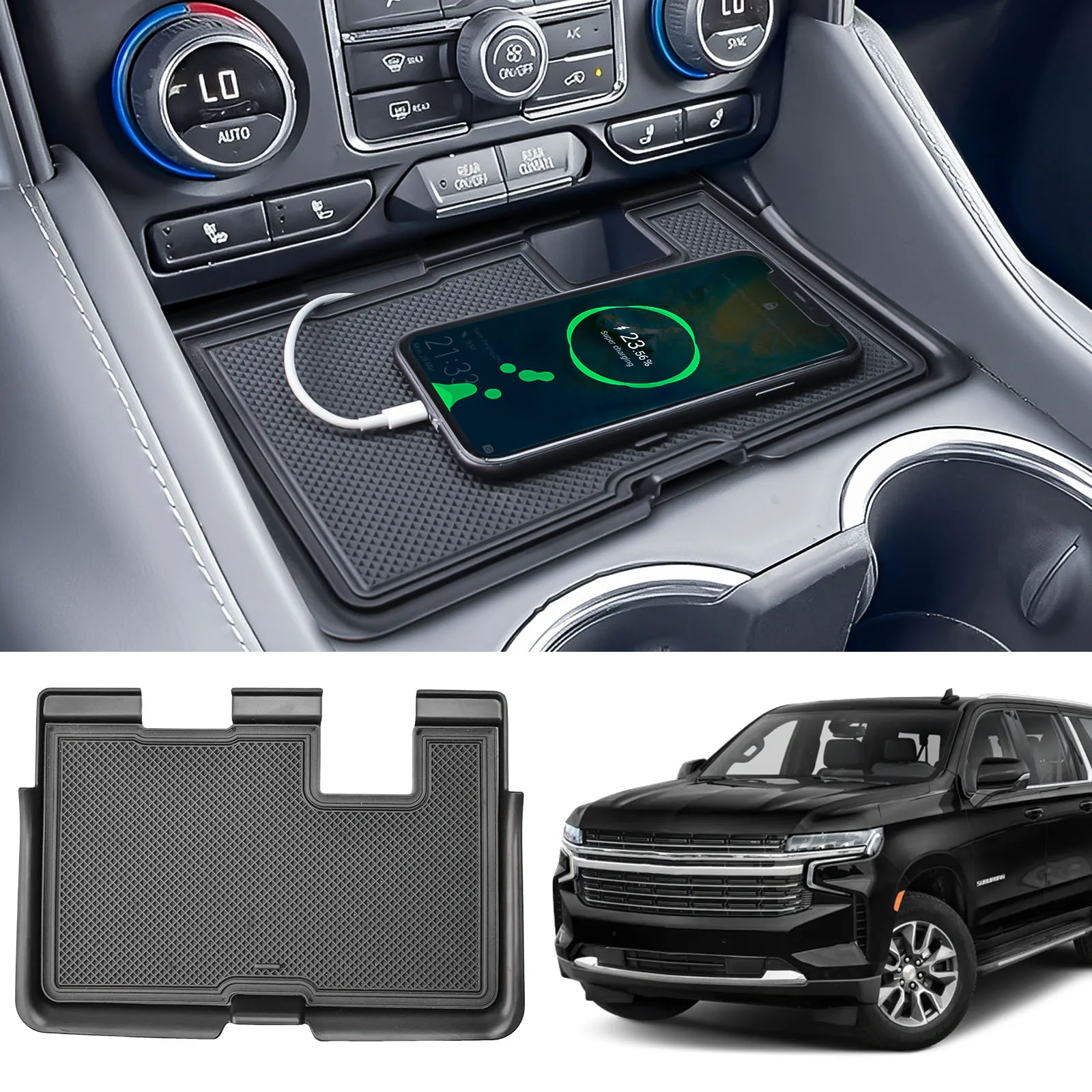 

Front Center Console Hidden Compartment Cover For 2021-2024 Chevy Tahoe/Suburban & GMC Yukon Interior Storage Tray Accessories