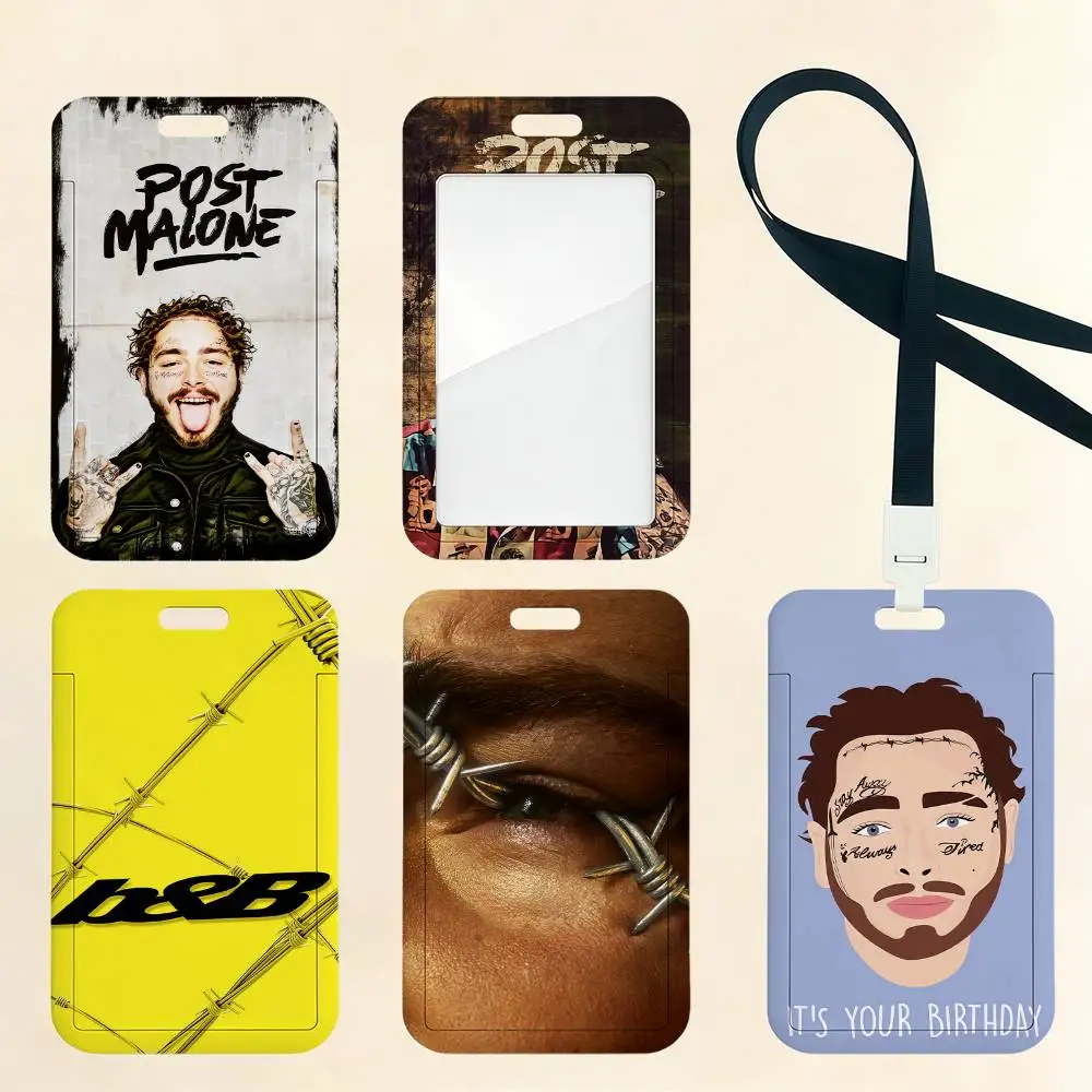 Singer P-Post M-Malone Card Holder Corporate Business Work Badge Holders Uisex Credit Bus Daily Commute ID Case