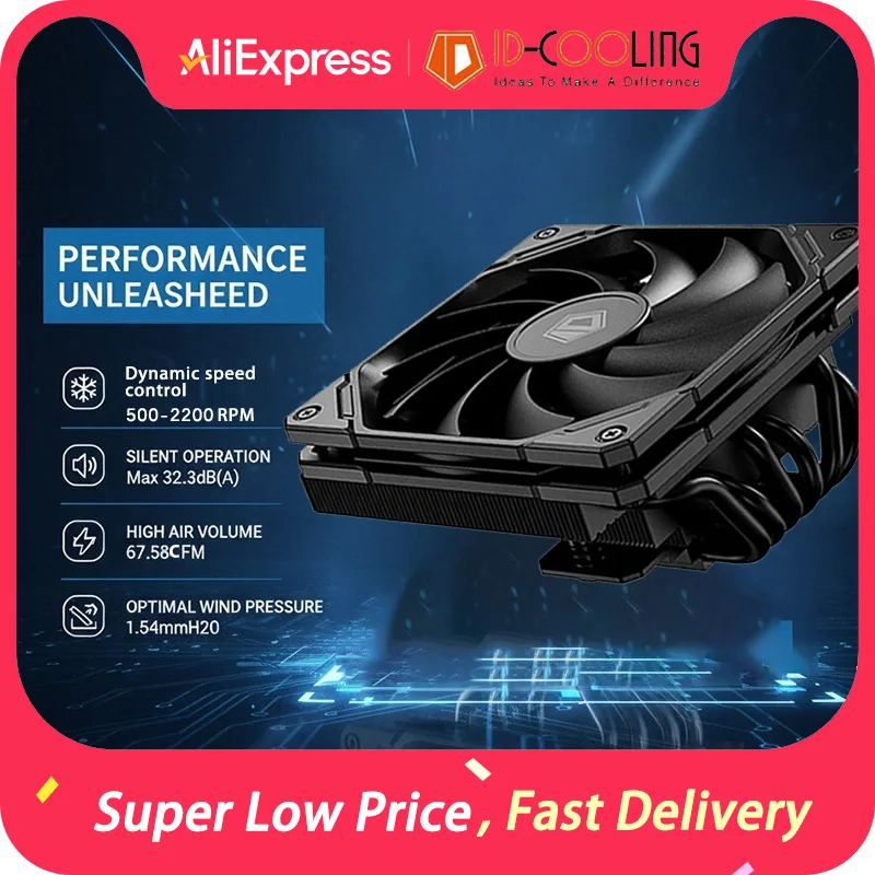 ID-COOLING IS-67-XT 67mm High 6 Heat Pipes Down-pressure Radiator 12V 4PIN PWM 120MM Fan For Intel LGA1700/1200/115X AMD AM4/AM5
