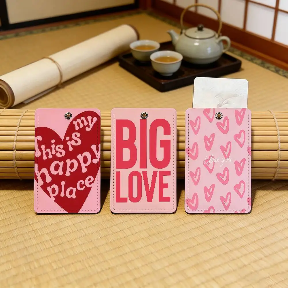 

Прямоугольный брелок-ключница из искусственной кожи для пропуска в школу/дом, с абстрактным рисунком «Розовый автобус любви», защитный чехол для карты доступа, лидер продаж