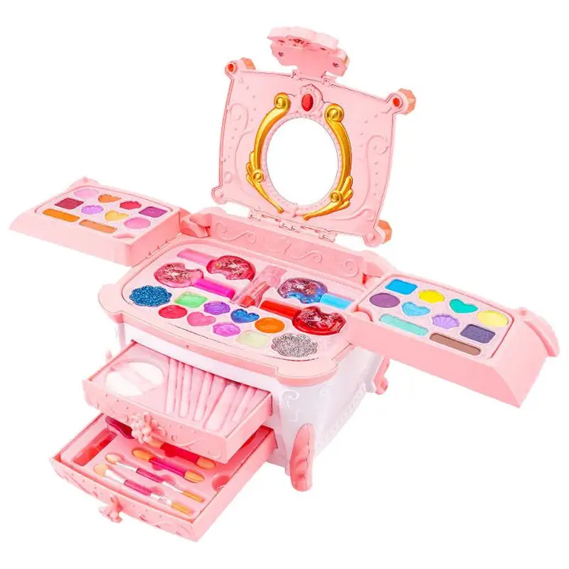 Little Girl Makeup Set Princess Washable Makeup Toys Kit For Little Girls Children's Cognitive Toys Dress-up Pretend Play Kit