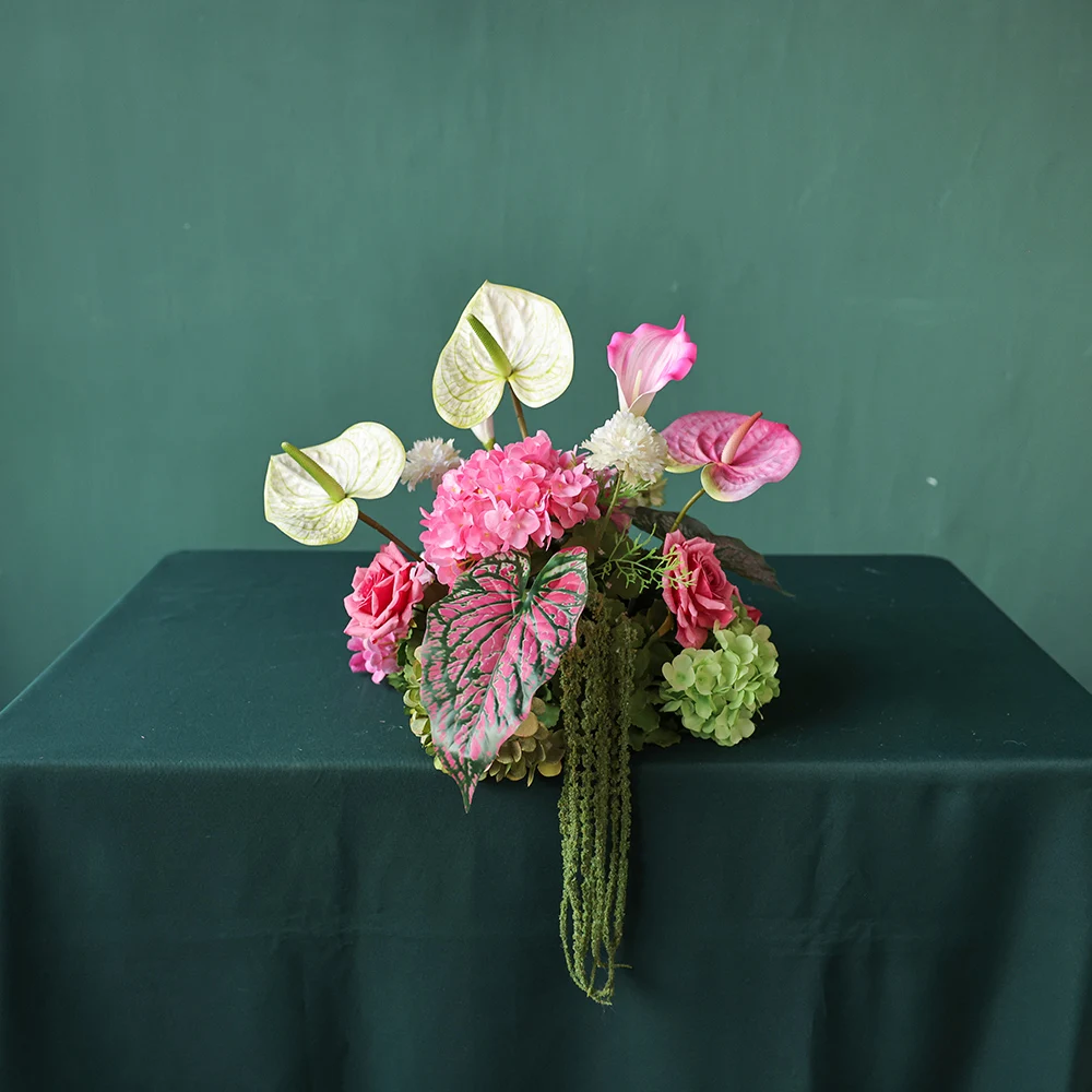 Wedding DIY Decor Artificial Flower Arrangement-Anthurium, Hydrangea, Rose Centerpiece Floor Floral for Event Decor Props FL3044 - view 2