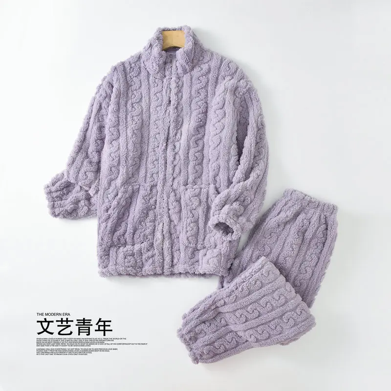 Coral Velvet Pajamas For Women Autumn Winter Thicken Korean Flannel Home Clothing Casual Warm Sleep Two-piece Set Pijama Mujer