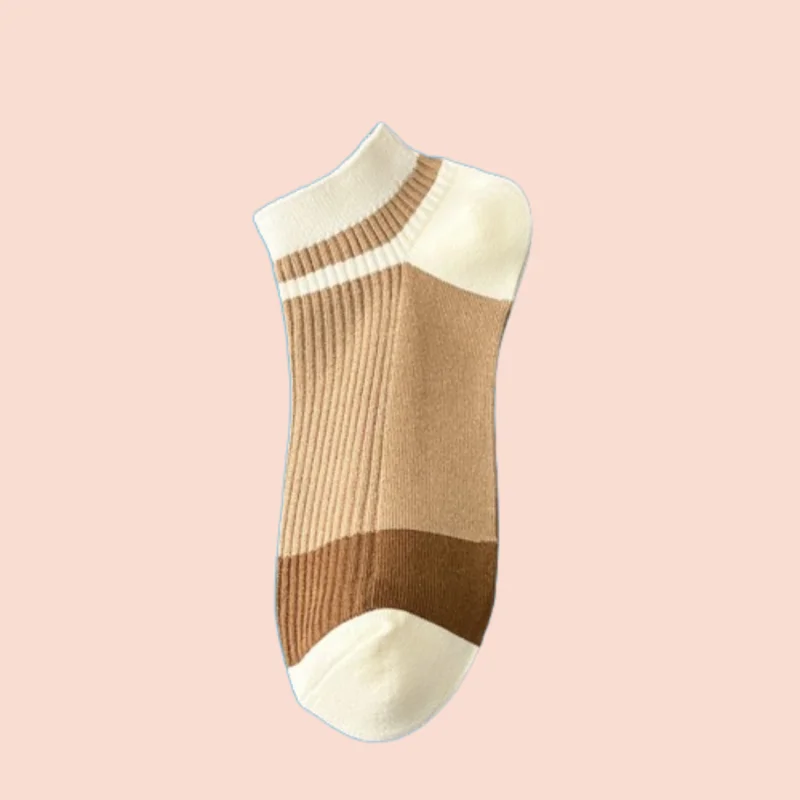 3/5 Pairs Men's Boat Socks Casual Striped Cotton Socks Contrast Color Men's Simple Socks Double Needle Spring and Summer Socks