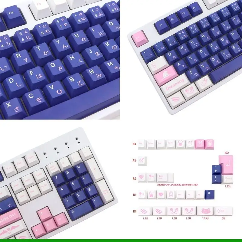 

Механические колпачки для клавиш U55C с высоким содержанием ПБТ Dreaming Sweet Girl Dye Subb 134 Keycap