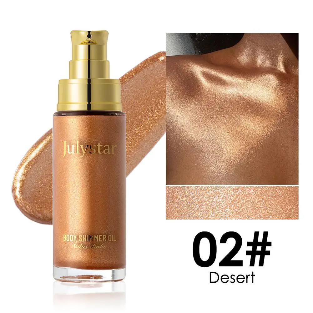 

4Colors Pearl Rose Gold Shimmer Oil Highlighter For Face Body Glow Bronzer Illuminator Liquid Makeup Shine Brightener