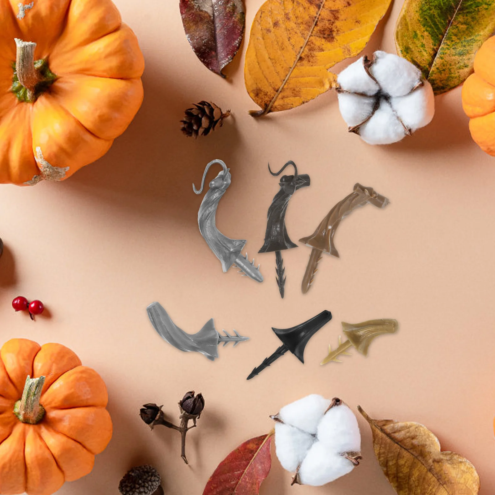 

4 Pcs Pumpkin Stem Decoration Craft Stems Inflatable Diy Ornament Plastic Fake Halloween Supplies Artificial