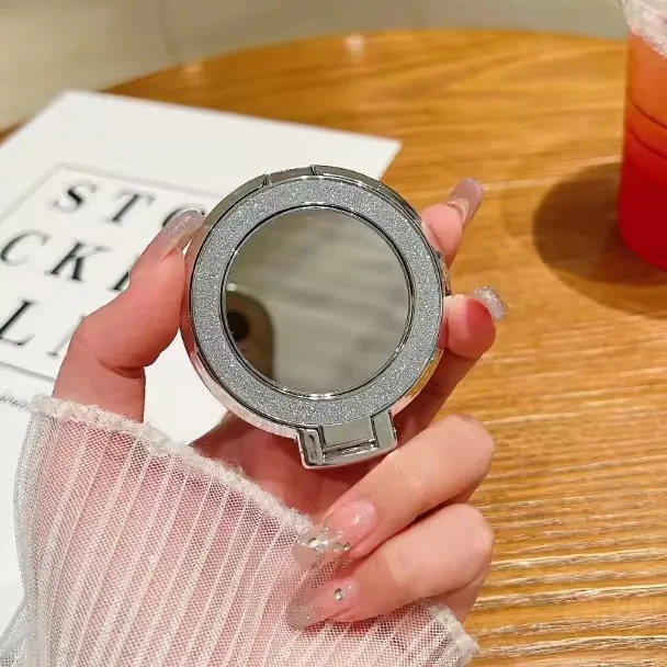 Glitter suporte do telefone móvel anel aperto espelho redondo suporte de montagem celular para iphone samsung xiaomi universal telefone kickstand