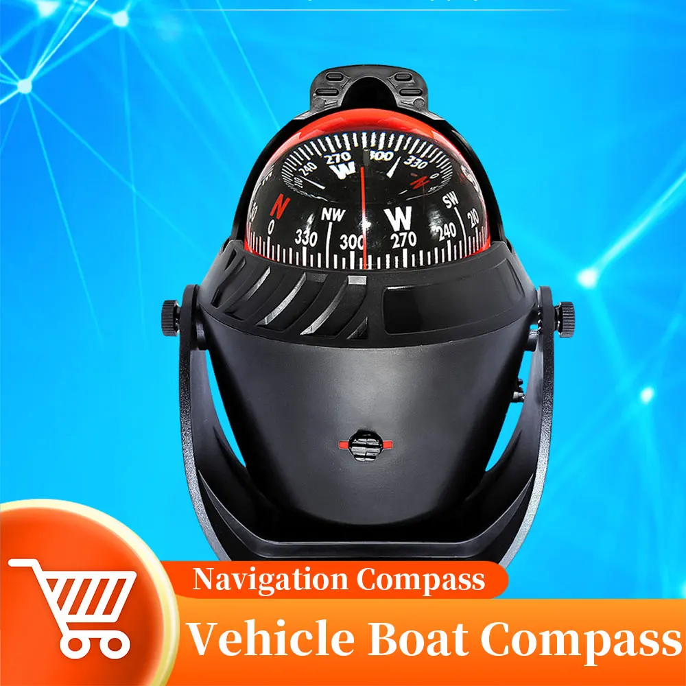 Waterproof Navigation Compass Electronic LED Light Sea Boat Pivoting Compass For Marine Navigation Positioning Vehicle Camping