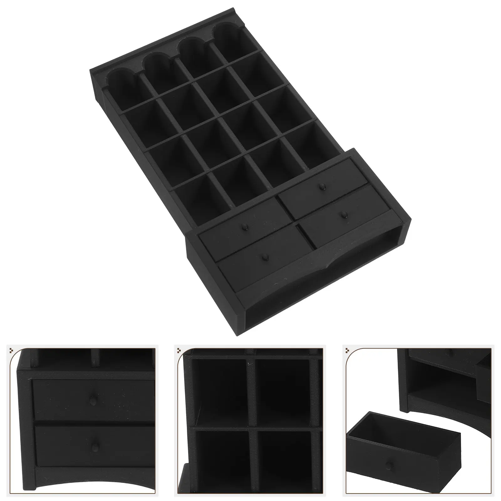 

Miniature Black Wooden Bookshelf Cabinet Vintage Style Mini Storage Rack for Dollhouse Bedroom Decoration Accessories