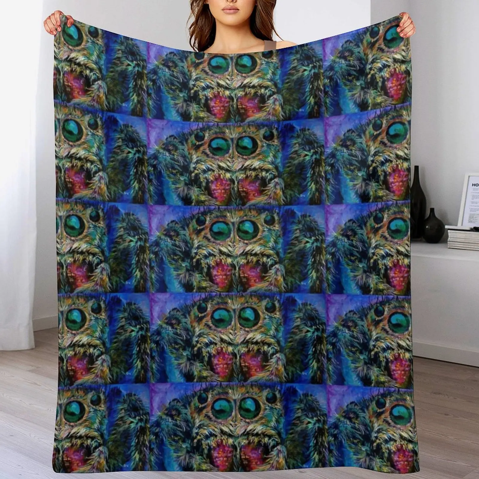 Vincent the Jumping Spider Throw Blanket