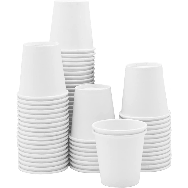 White Paper Cups, Small Disposable Bathroom, Espresso, Mouthwash Cups Dispenser, Disposable Cups, (100 Pack) 3Oz