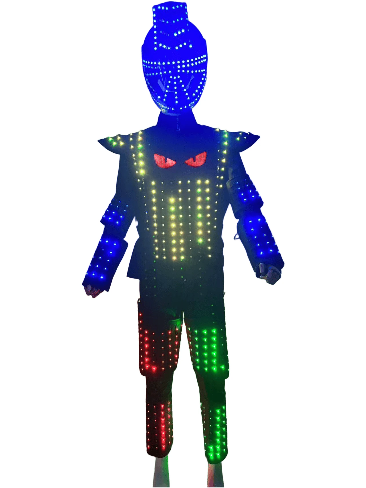 Full Color Smart Pixels LED Robot Suit Costume Light Up Clothing Luminous Jacket Chest Display Helmet