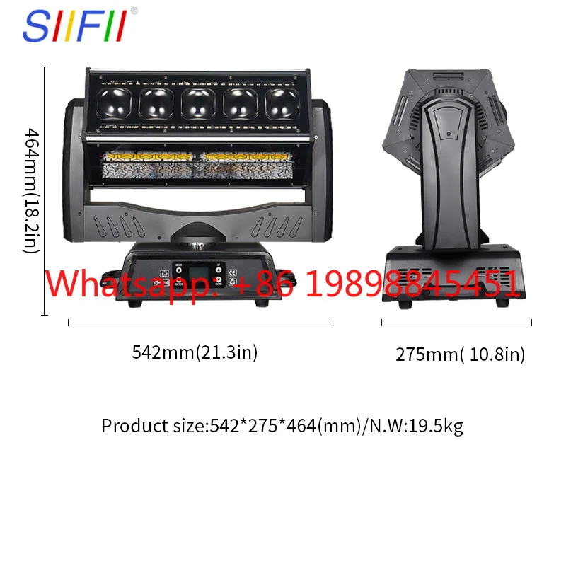 16 Bit Precision Pan Tilt Moving Head 5in1 RGBW LED, 540° Continuous Rotation Ultra-Smooth Movement
