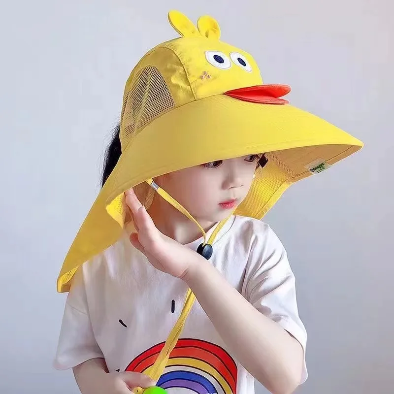 Summer Baby Bucket Hat 360° Wide Brim UV Protection Boys Girls Cap Children Panama Outdoor Beach Sun Hats Cartoon Fisherman Caps