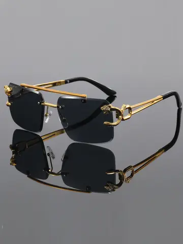 ‌Vintage European & American Square Half-Frame Sunglasses‌ - Stylish unisex eyewear for daily commuting and all-season wear, des