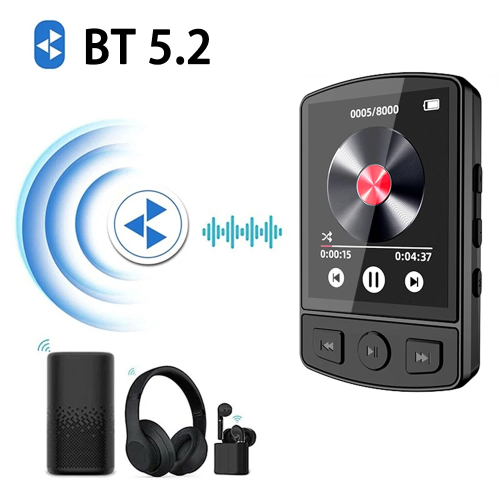 MP3 プレーヤー Bluetooth 音楽ステレオスピーカーミニ MP4 ビデオ再生 LED スクリーン FM ラジオ録音ウォークマン用