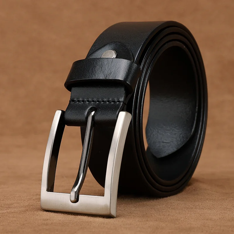 

3.8CM Men High Quality Genuine Leather Belt Luxury Business Pin Buckle Belts Pure Cowskin Fashion Strap Male Formal Wear for Man