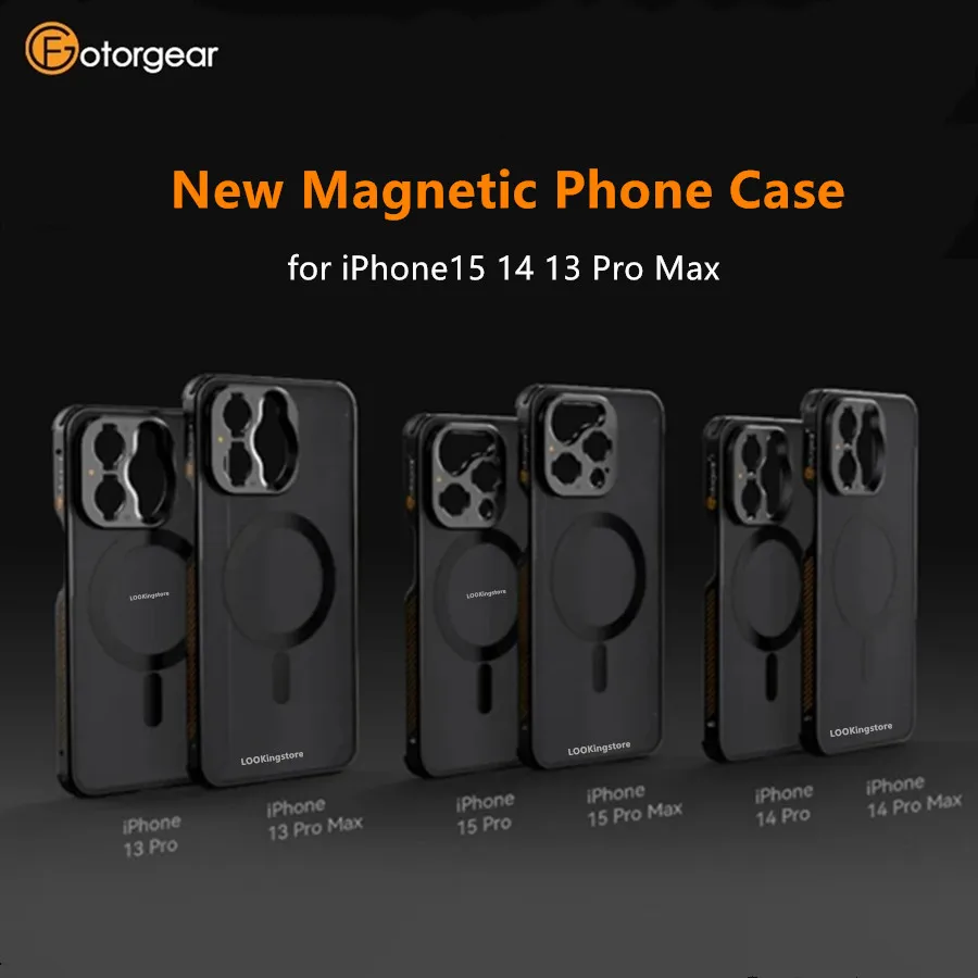 Fotorgear Metal Magnetic Phone Case for iPhone15 14 13 Pro Max for T-mount Lens for 67mm 58mm Filter Adapter Ring