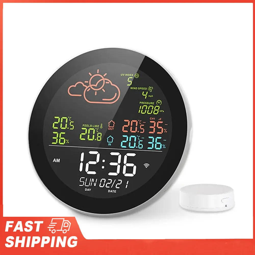 WIFI محطة الطقس اللاسلكية الرقمية توقعات المنزل درجة الحرارة داخلي ميزان الحرارة في الهواء الطلق التطبيق التحكم عن بعد سجل الرطوبة #1