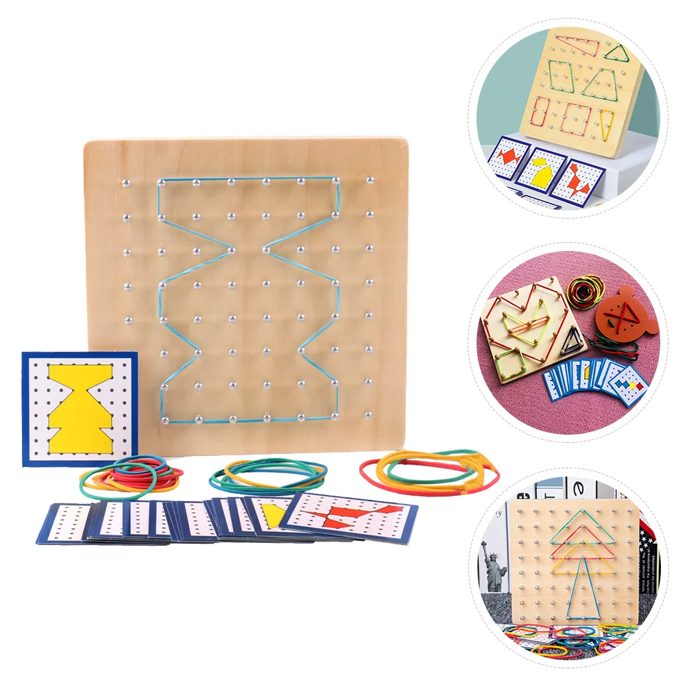 

Pegboard Geometric Shape Learning Tools Math Nail Plate Wooden Geometry Geoboard Educational Toys