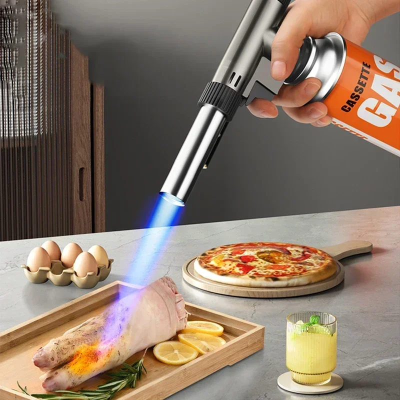 Metal Welding Gas Torch Flame Gun Butane Burner Camping BBQ Lighter Outdoor Flamethrower Welding Equipment Kitchen Supplies