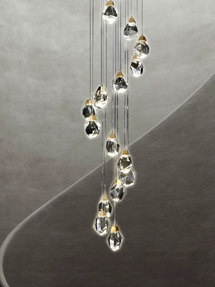 

LED Modern Luxury Chandelier with Gold Drops Crystal Ceiling Light Pendant Hanging for Living Room Dining Room Home Decoration