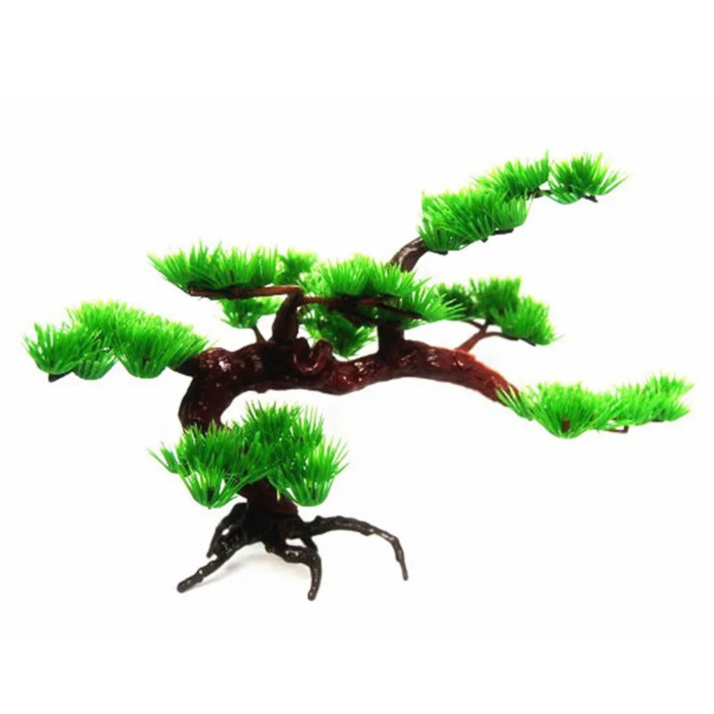 

2Pcs Simulation Pine Tree Aquarium Artificial Plant Realistic Decoration Fish Tank Ornament Plastic Greenery Fake Pine