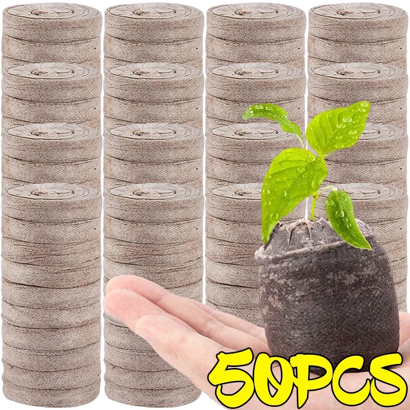 10/50x Nursery Block Peat Pellet Seed Starting Garden Flower Planting Non-woven Fabric Wrapped Nutrient Soil Seedling Transplant