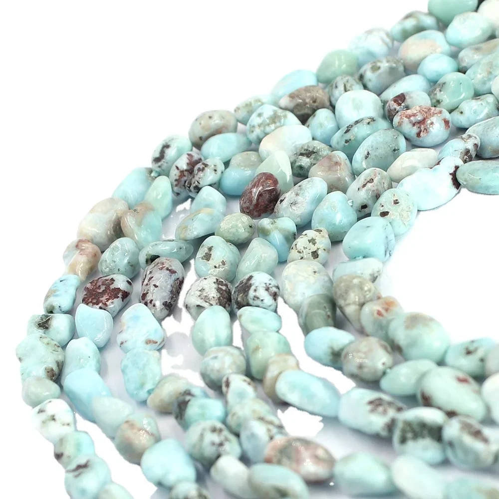 6x8mm Irregular Pure Genuine Larimar DIY Natural Stone Sapcer Small Beads Strand 15inch